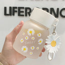 GobekUsa Daisy Flower Glass Water Bottle Portable Tumbler 350ML