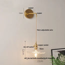 GobekUsa Glass Clear LED Wall Light Fixture, Modern Copper Wall Lamp