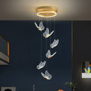 GobekUsa Gold LED Butterfly Pendant Lights for Home Staircase, Living Room, Bedroom Chandeliers