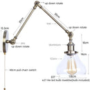 GobekUsa Industrial Adjustable LED Wall Sconce with Clear Glass Shade