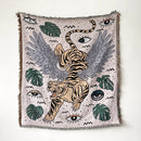 GobekUsa Bohemian Throw Blanket - Geometric Abstract Tapestry Sofa Cover with Tassel - Living Room Decor Rug