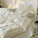 GobekUsa Korean Lace Bedding Set, Full Double Size, Washed Cotton, Soft Bedclothes