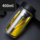 GobekUsa Double-deck Glass Cups with Lid, Thermal Insulation, Anti-scald, Portable