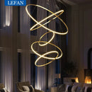Modern Black Gold Aluminum Staircase Pendant Light
