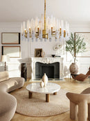 GobekUsa Gold Chrome LED Alabaster Chandelier for Dinning Room