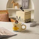 GobekUsa Creative Ceramic Coffee Mug with Lid for Couples