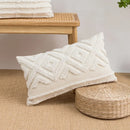 GobekUsa Geometric Embroidery Tassel Cushion Cover - Grey White Simple Loop Tufted Pillow