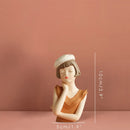 GobekUsa Balloon Girl Bust Vase and Tray Set - Modern Resin Sculptures for Living Room Decor