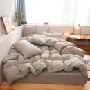 GobekUsa Japanese Grid Print Bed Set in Washed Cotton for Summer Comfort