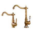 GobekUsa Antique Brass Basin Faucet, Rotatable Single Hole Kitchen Sink Mixer