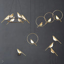 GobekUsa Gold Magpie Bird Ceiling Chandelier: Modern Home Interior Lighting for Living Dining Kitchen