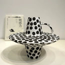 GobekUsa Black White Dots Ceramic Vase Geometric Abstraction Handicraft Floral Accessories