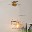 GobekUsa Glass Wall Lamp with Pull Chain Switch and Adjustable LED Light