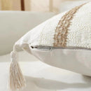 GobekUsa Linen Stripe Diamond Woven Cushion Cover 45x45cm with Tassels