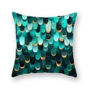 GobekUsa Geometric Leaf Flower Pillowcase Teal Blue Sofa Car Home Decor Throw Cover