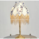 GobekUsa Blue & White Porcelain Floral Lampshade with Pearl Tassel