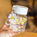 GobekUsa Daisy Flower Glass Water Bottle Portable Tumbler 350ML