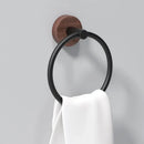 GobekUsa Aluminum & Walnut Towel Ring: Bathroom & Kitchen Wall Mount Holder