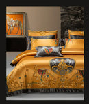 GobekUsa Luxe Brocade Cotton Embroidered Bedding Set - Quilt Cover Bed Linen Bedspread