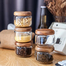 GobekUsa Glass Spice Jar with Acacia Wood Lid, 10oz Airtight Storage Container
