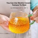 GobekUsa 400ml Hammer Pattern Glass Mug - Heat Resistant with Hand Handle