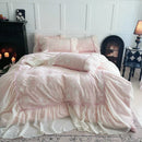 GobekUsa Lace Ruffles Velvet Princess Bedding Set: Duvet, Sheet, Pillowcases
