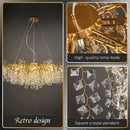 GobekUsa Gold Crystal Chandelier LED Round Light Island Branch Chandelier