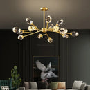 GobekUsa Black Gold Crystal Chandelier LED Light for Luxury Home Decor