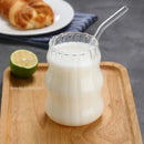 GobekUsa Glass Cup Set with Lid and Straw, Transparent Drinkware for Tea, Juice, Beer or Milk