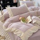 GobekUsa Lavender Lace Bedding Set: Single Queen Size Duvet, Sheet, Pillowcases