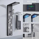 GobekUsa Brushed LED Light Shower Faucet SPA Massage Shower Column Waterfall Panel