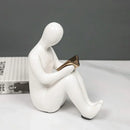GobekUsa Abstract Nordic Style Ceramic Character Bookends Set for Office Bookcase Decor