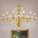 GobekUsa Gold Brass Crystal Chandelier - Luxurious Candle Lights for Villa Living Room