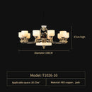 GobekUsa All Copper Jade Chandelier for Living Room, Villa Duplex Multi-storey Lighting