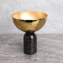 GobekUsa Golden Fruit Bowl Marble Base Handicraft Tray Vase Figurine Metal Container