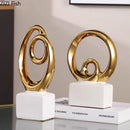 GobekUsa Gold Chain Abstract Ceramic Statue Desk Decoration Ornaments Sculpture Aesthetics
