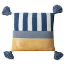 GobekUsa Knit Stripe Cushion Cover 45x45cm with Blue Pink Tassels for Home Decor