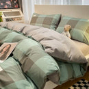 GobekUsa Japanese Grid Printed Cotton Bedding Set in Queen/King for Cozy Sleep