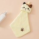 GobekUsa Cartoon Cat Hand Towel: Thick Coral Velvet Towel for Kitchen & Bathroom