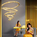 GobekUsa Crystal Stair Chandelier: Modern Indoor LED Ceiling Hanging Light