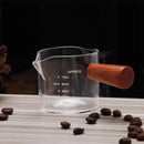 GobekUsa Glass Espresso Pitcher with Double Spouts and Wooden Handle