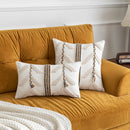 GobekUsa Boho Tufted Geometric Cotton Canvas Pillow Covers