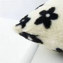 GobekUsa Black/White Flower Cow Pattern Plush Cushion Cover 50x50 - Double Sided Print