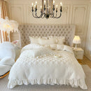 GobekUsa Korean Princess Style Quilted Bedding Set with Lace Ruffles 200x230cm