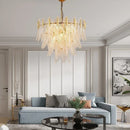 GobekUsa Glass Leaf Luxury Chandelier LED Pendant Lights for Modern Living Room