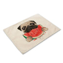 GobekUsa Cute Dog Linen Dining Mats Coasters 42*32cm Home Decor