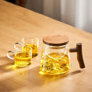 GobekUsa Glass Tea Cup Set with Wood Handle: High Quality & Heat Resistant Puer Cups