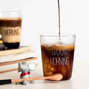 GobekUsa Glass Breakfast Cup Gold Letter Print for Coffee Milk Juice Tea Home Office