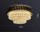 GobekUsa Gold Black Crystal Ceiling Chandelier – Modern LED Round Kitchen Pendant Lamps