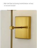 GobekUsa Black Brass Fabric Shade LED Wall Sconce for Bedroom & Mirror Decor